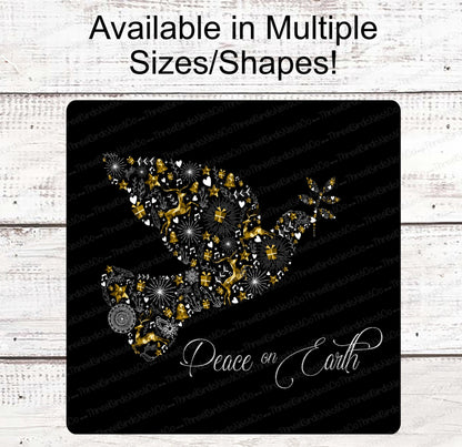 Christmas Wreath Signs - Turtle Doves - Peace Sign - Christmas Signs - Christmas Angel - Dove Sign - Peace on Earth Sign