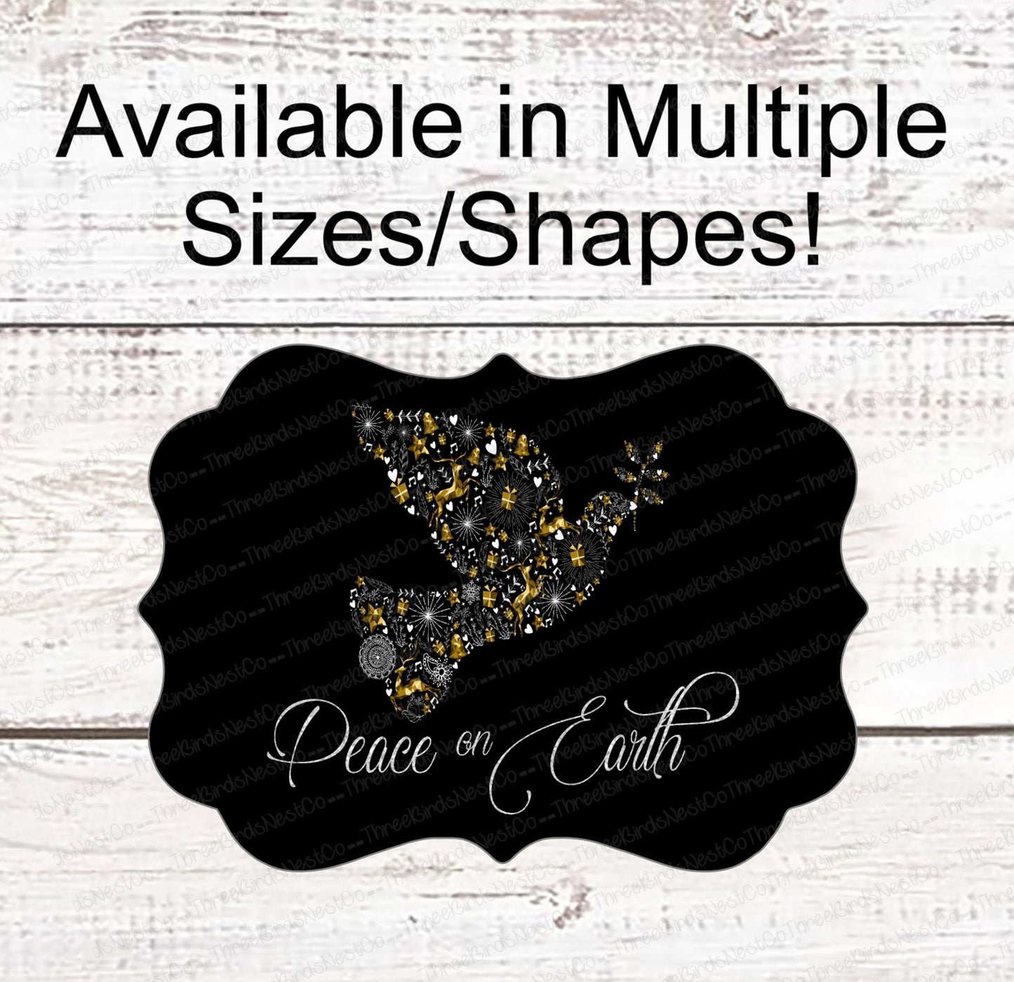 Christmas Wreath Signs - Turtle Doves - Peace Sign - Christmas Signs - Christmas Angel - Dove Sign - Peace on Earth Sign