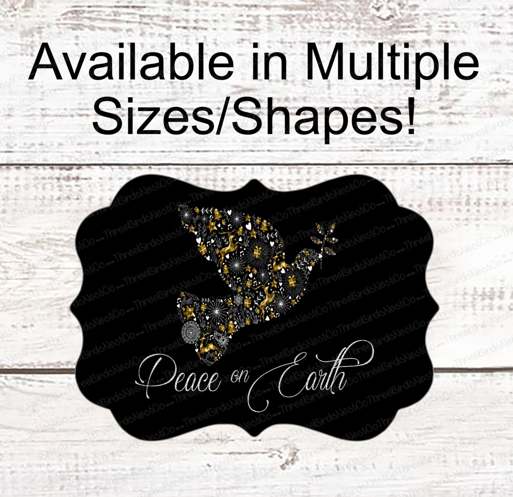 Christmas Wreath Signs - Turtle Doves - Peace Sign - Christmas Signs - Christmas Angel - Dove Sign - Peace on Earth Sign