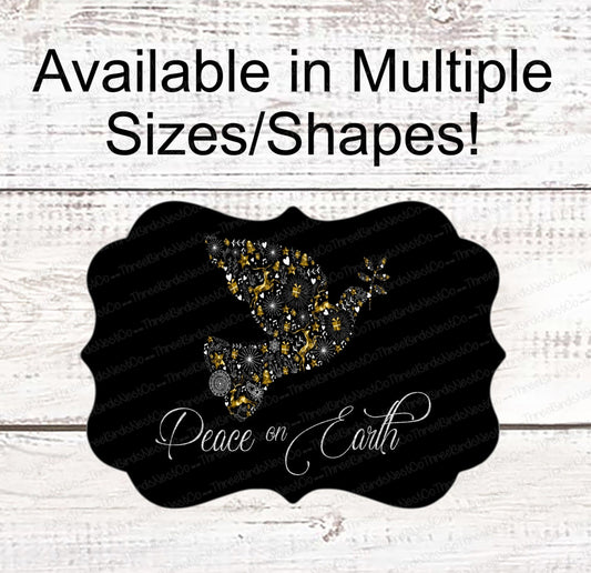 Christmas Wreath Signs - Turtle Doves - Peace Sign - Christmas Signs - Christmas Angel - Dove Sign - Peace on Earth Sign