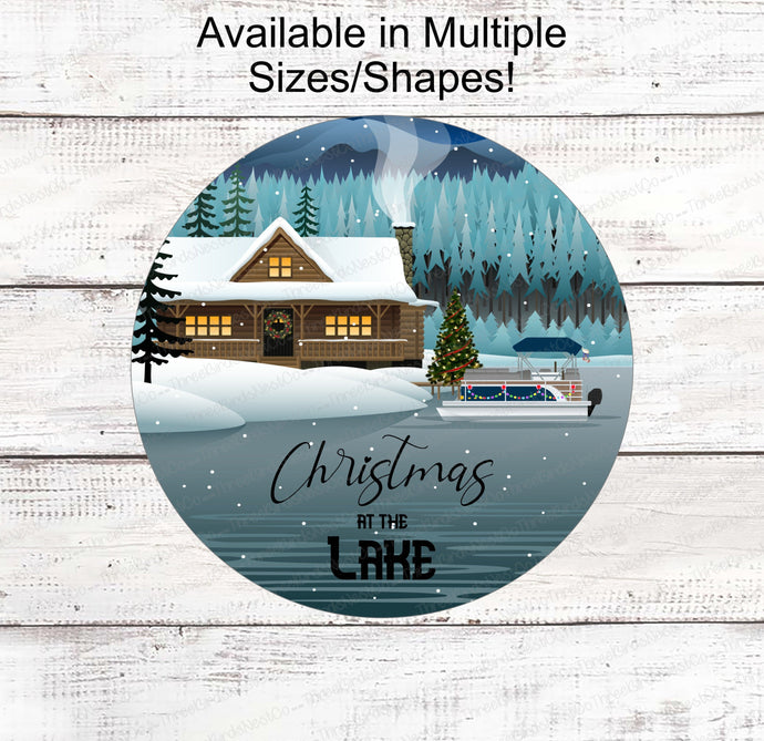 Pontoon Sign - Christmas at the Lake - Log Cabin Signs - Winter Welcome Sign -Christmas Wreath Signs - Christmas Signs - Winter Blessings