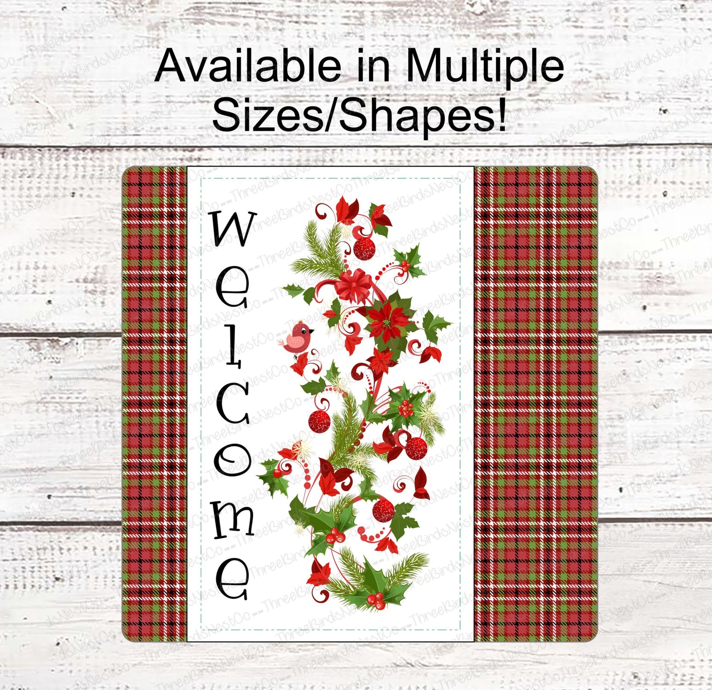 Christmas Wreath Signs - Poinsettia Sign - Cardinal Wreath Sign - Winter Welcome Sign - Christmas Signs - Winter Sign