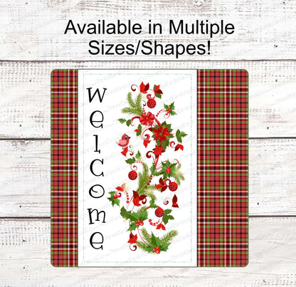 Christmas Wreath Signs - Poinsettia Sign - Cardinal Wreath Sign - Winter Welcome Sign - Christmas Signs - Winter Sign