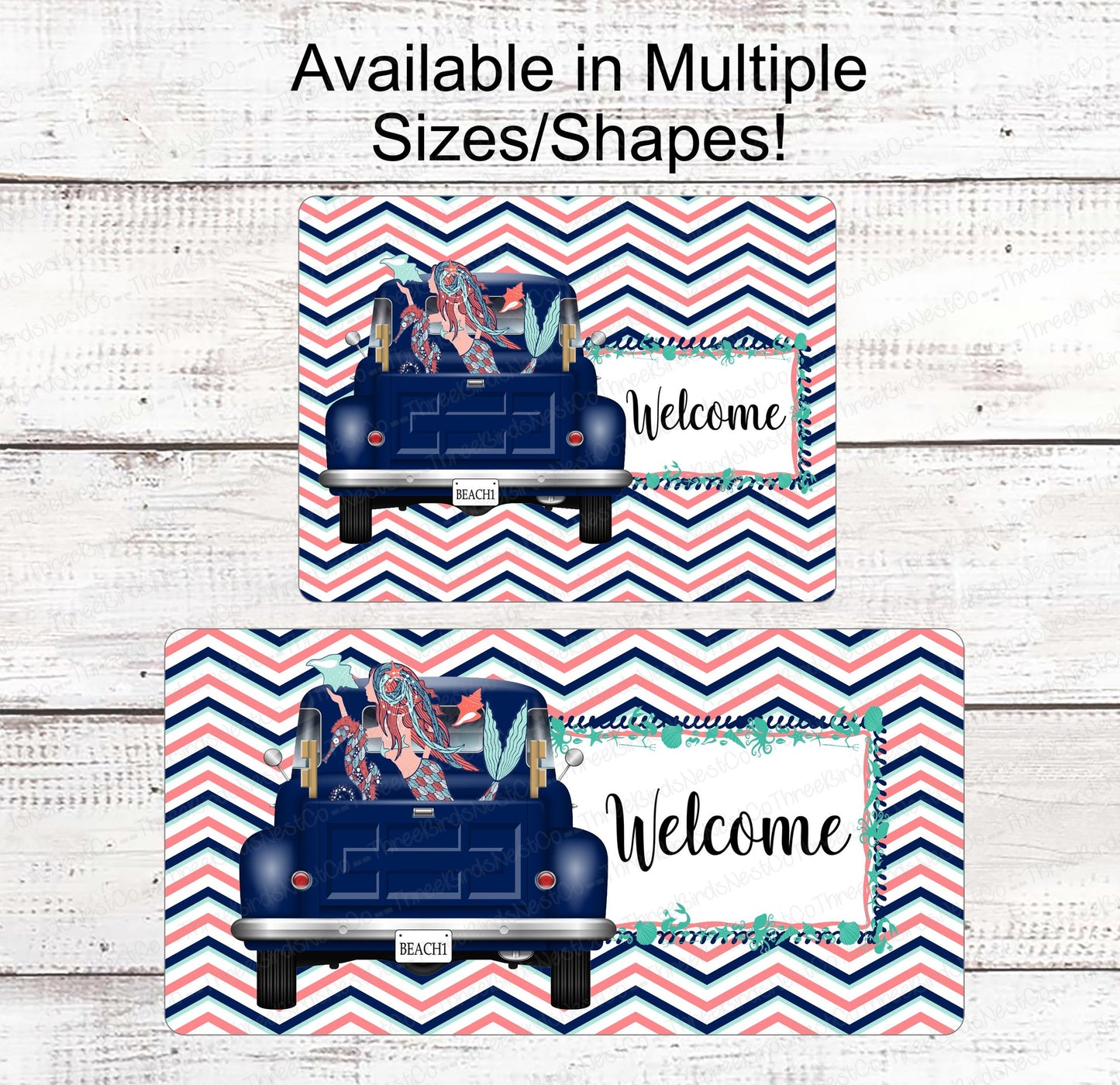 Beach Wreath Sign - Mermaid Sign - Old Truck Sign - Welcome Wreath Sign - Starfish Sign - Beach Wreath - Beach Decor - Beach Welcome Sign