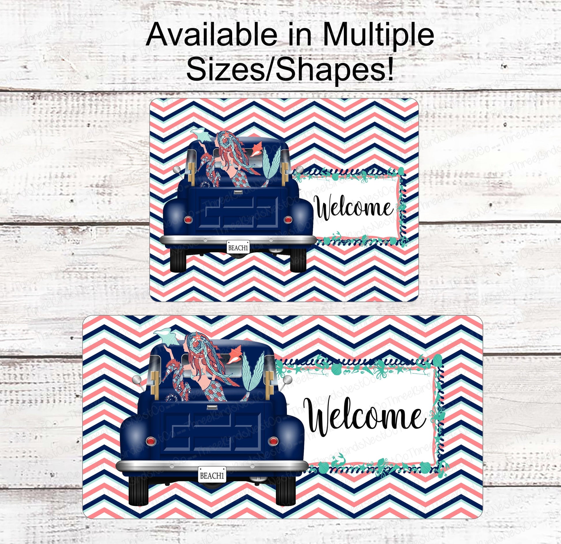 Beach Wreath Sign - Mermaid Sign - Old Truck Sign - Welcome Wreath Sign - Starfish Sign - Beach Wreath - Beach Decor - Beach Welcome Sign