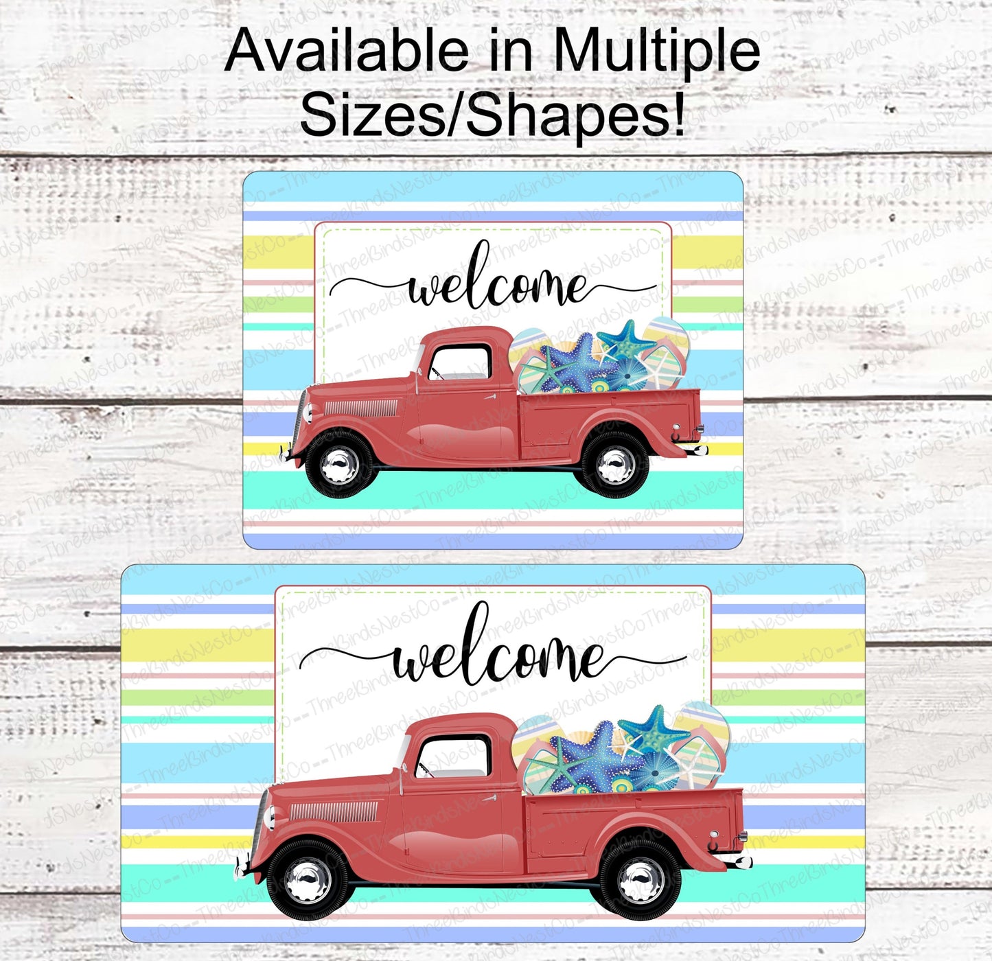 Beach Wreath Sign - Flip Flops Sign - Old Truck Sign - Welcome Wreath Sign - Starfish Sign - Beach Wreath - Beach Decor - Beach Welcome Sign