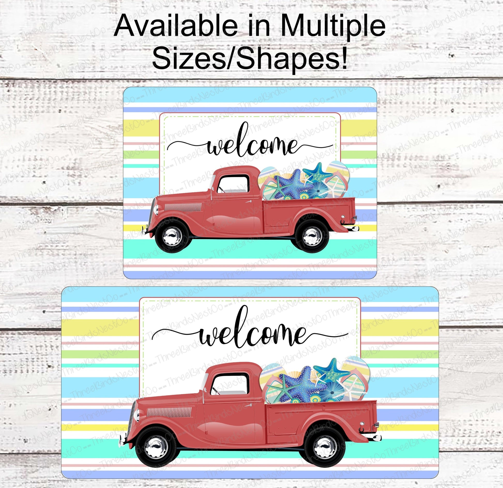 Beach Wreath Sign - Flip Flops Sign - Old Truck Sign - Welcome Wreath Sign - Starfish Sign - Beach Wreath - Beach Decor - Beach Welcome Sign
