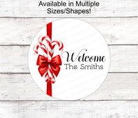 
              Christmas Wreath Sign - Christmas Candy Sign - Winter Wreath Signs - Candy Cane Sign - Christmas Signs - Personalized Sign
            