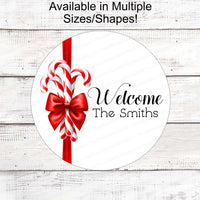 Christmas Wreath Sign - Christmas Candy Sign - Winter Wreath Signs - Candy Cane Sign - Christmas Signs - Personalized Sign