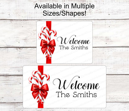 Christmas Wreath Sign - Christmas Candy Sign - Winter Wreath Signs - Candy Cane Sign - Christmas Signs - Personalized Sign