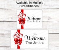 
              Christmas Wreath Sign - Christmas Candy Sign - Winter Wreath Signs - Candy Cane Sign - Christmas Signs - Personalized Sign
            