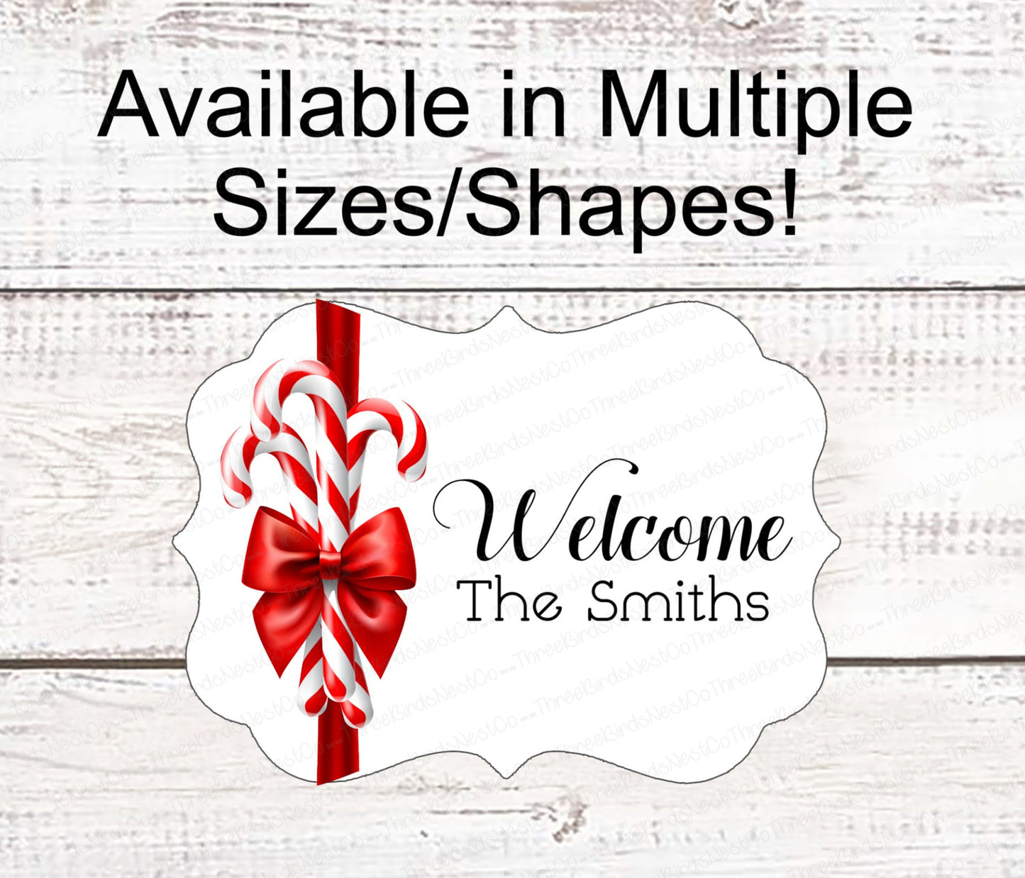 Christmas Wreath Sign - Christmas Candy Sign - Winter Wreath Signs - Candy Cane Sign - Christmas Signs - Personalized Sign