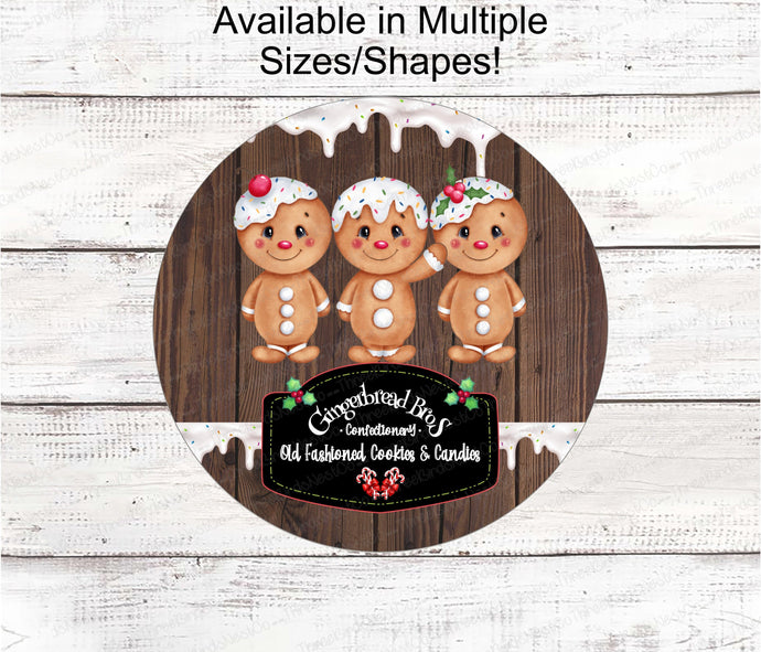 Christmas Wreath Sign - Gingerbread Man Sign - Winter Wreath Signs - Candy Cane Sign - Christmas Signs - Christmas Cookies - Christmas Holly