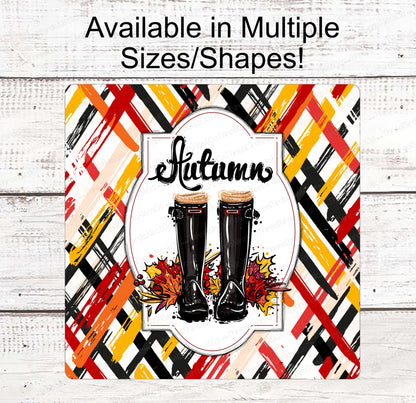 Fall Wreath Sign - Football Sign - Fall Football Sign - Autumn Blessings - Fall Welcome Sign - Boots Sign - Autumn Leaves - Autumn Sign