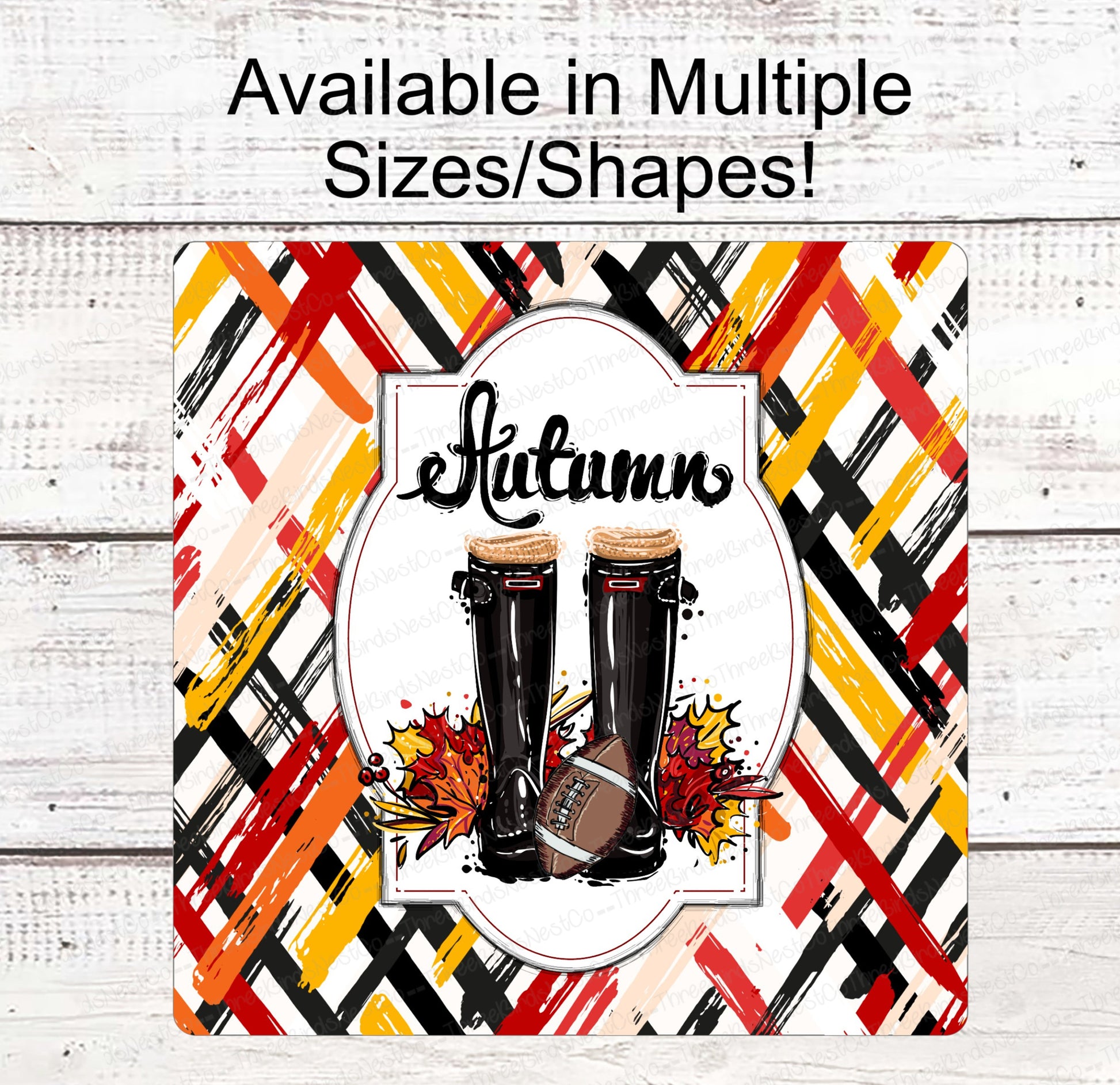 Fall Wreath Sign - Football Sign - Fall Football Sign - Autumn Blessings - Fall Welcome Sign - Boots Sign - Autumn Leaves - Autumn Sign