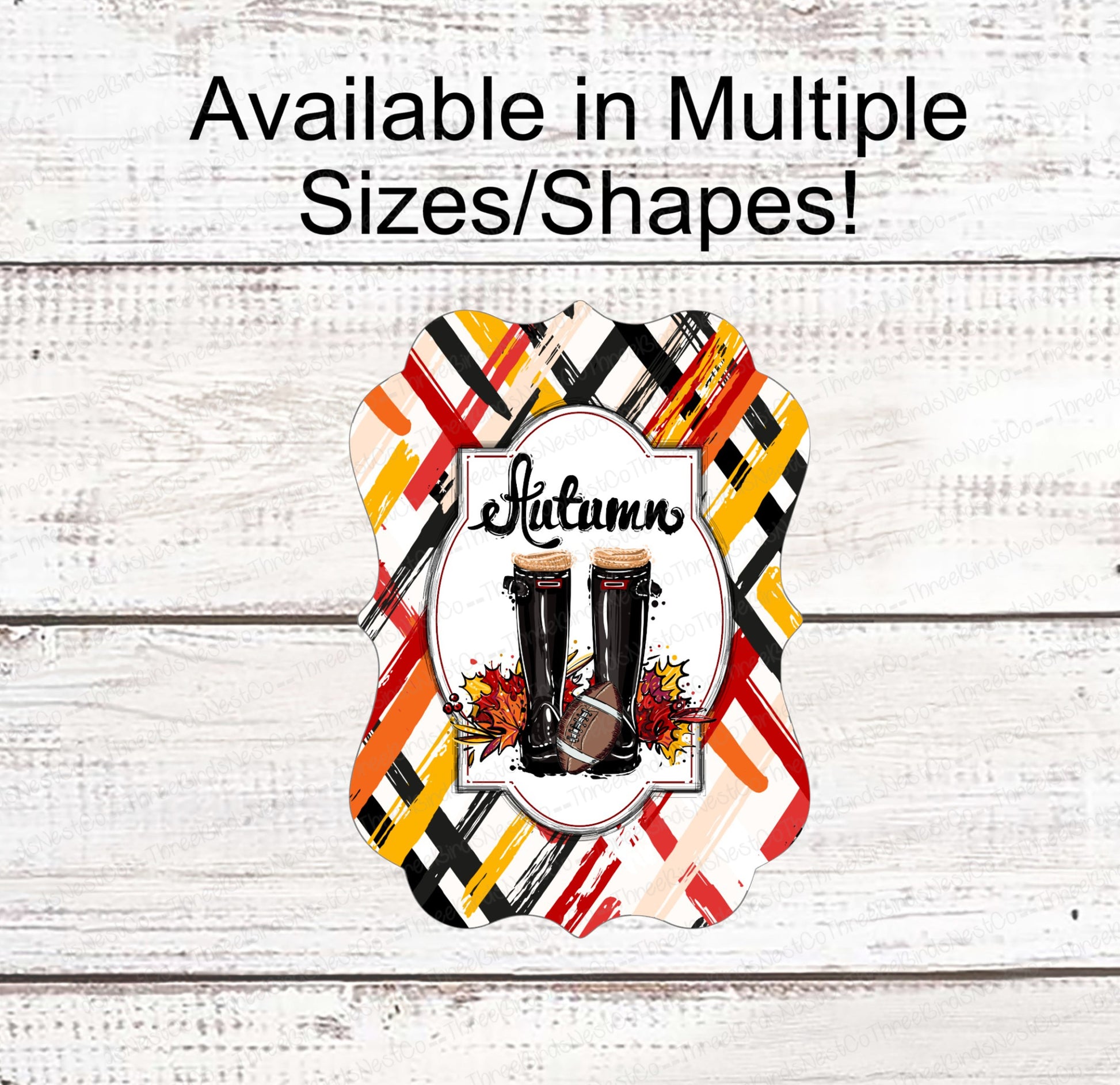 Fall Wreath Sign - Football Sign - Fall Football Sign - Autumn Blessings - Fall Welcome Sign - Boots Sign - Autumn Leaves - Autumn Sign