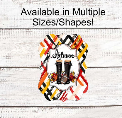 Fall Wreath Sign - Football Sign - Fall Football Sign - Autumn Blessings - Fall Welcome Sign - Boots Sign - Autumn Leaves - Autumn Sign
