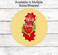 
              Christmas Wreath Sign - Beach Wreath Sign - Beach Christmas - Christmas Flip Flop - Candy Cane Sign - Flip Flop Sign
            