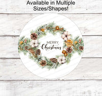 
              Christmas Wreath Signs - Christmas Signs - Merry Christmas Signs - Christmas Greenery - Cinnamon Sticks - Evergreen Wreath
            