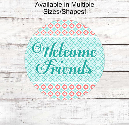 Beach Wreath Sign - Welcome Wreath Sign - Welcome Friends Sign - Beach Color Palette - Beach Welcome Sign - Welcome Beach Sign