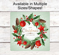 
              Christmas Wreath Signs - Christmas Signs - Merry Christmas Signs - Holly Sign - Happy New year Sign - Ornaments Sign
            