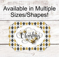 
              Christmas Wreath Signs - Christmas Signs - Black and Gold Christmas Sign - Christmas Stars Sign - Merry Christmas Sign
            