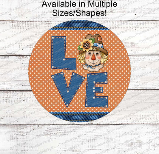Fall Wreath Signs - Fall Denim Scarecrow - Scarecrow Sign - Hello Fall Sign - Autumn Sign - Fall Scarecrow - I Love Fall Sign
