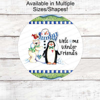 Snowman Sign - Welcome Wreath Sign - Welcome Winter Sign - Polar Bear Sign - Winter Friends Sign - Penguin Signs - Welcome Wreath Signs