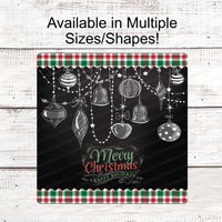 Christmas Wreath Signs - Christmas Signs - Merry Christmas Sign - Chalkboard Christmas Signs - Christmas Ornaments Signs