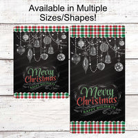 Christmas Wreath Signs - Christmas Signs - Merry Christmas Sign - Chalkboard Christmas Signs - Christmas Ornaments Signs