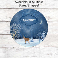 Deer Sign - Winter Wreath Sign - Winter Deer - Winter Welcome Sign - Deer Welcome Sign