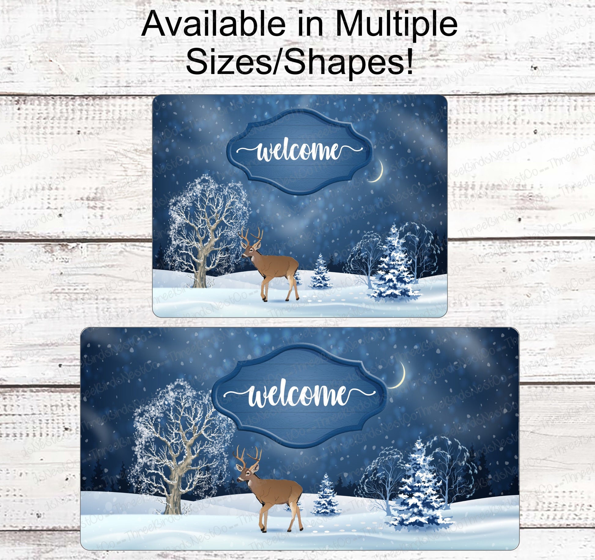 Deer Sign - Winter Wreath Sign - Winter Deer - Winter Welcome Sign - Deer Welcome Sign