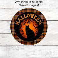 Halloween Wreath Signs - Black Cat Sign - Black Cat Halloween - Spooky Sign - Halloween Signs - Halloween Cat