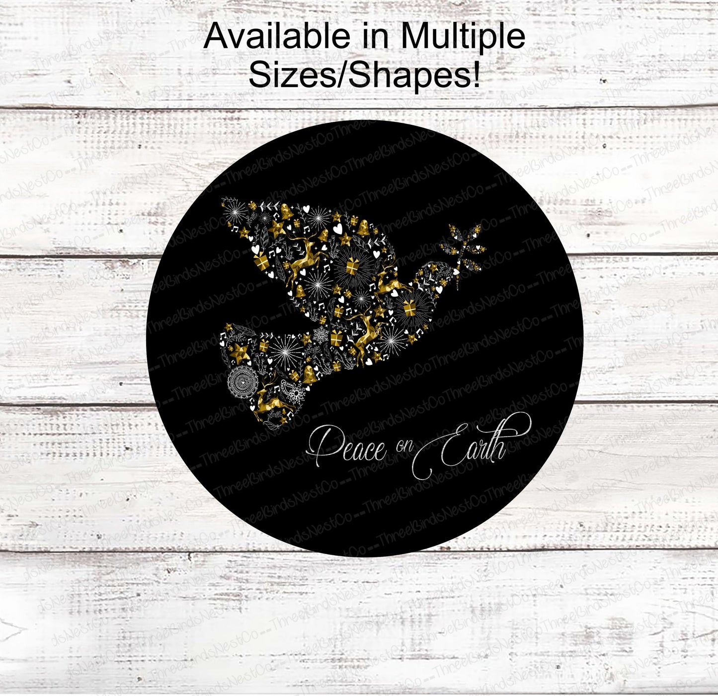 Christmas Wreath Signs - Turtle Doves - Peace Sign - Christmas Signs - Christmas Angel - Dove Sign - Peace on Earth Sign