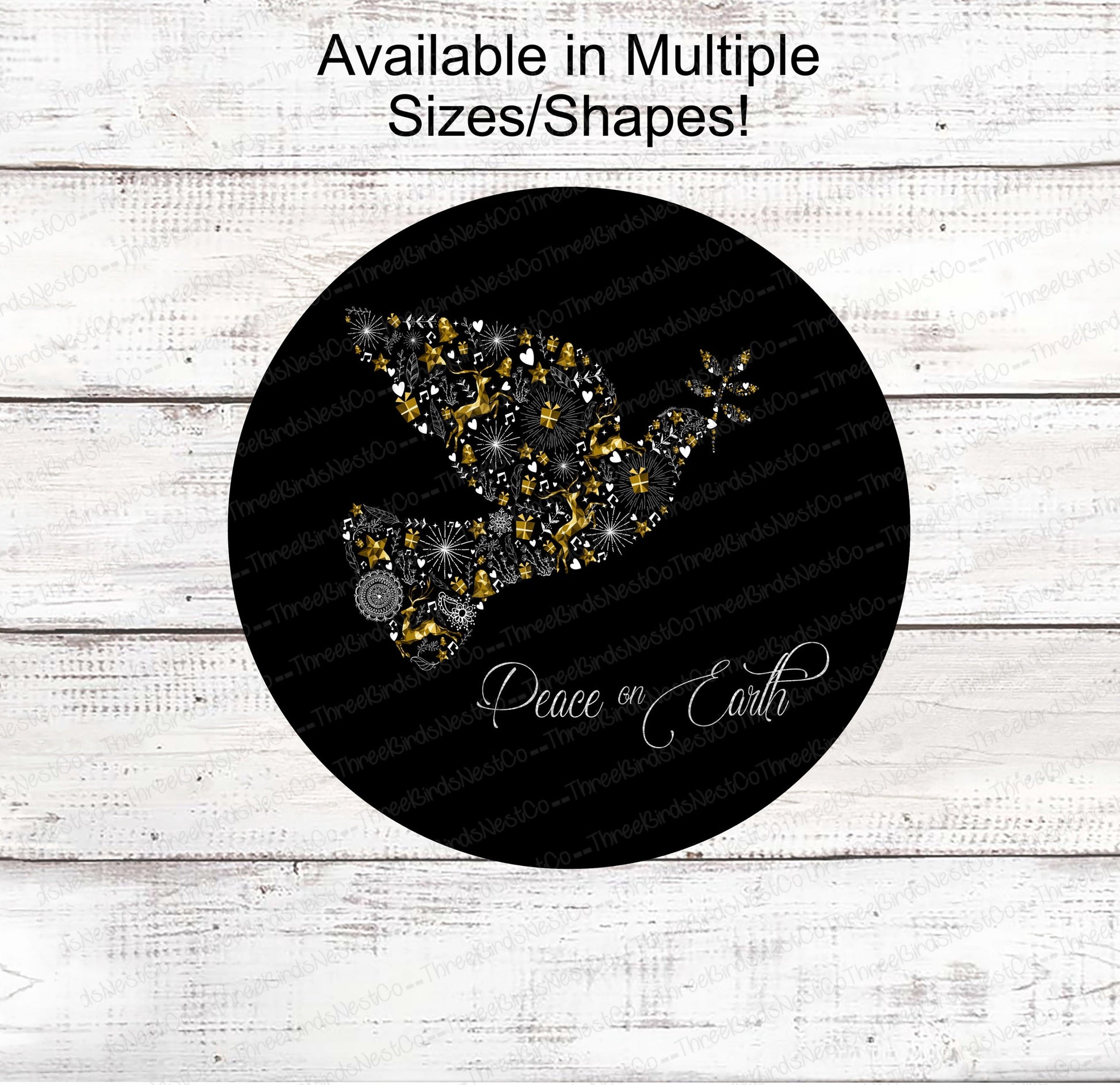 Christmas Wreath Signs - Turtle Doves - Peace Sign - Christmas Signs - Christmas Angel - Dove Sign - Peace on Earth Sign