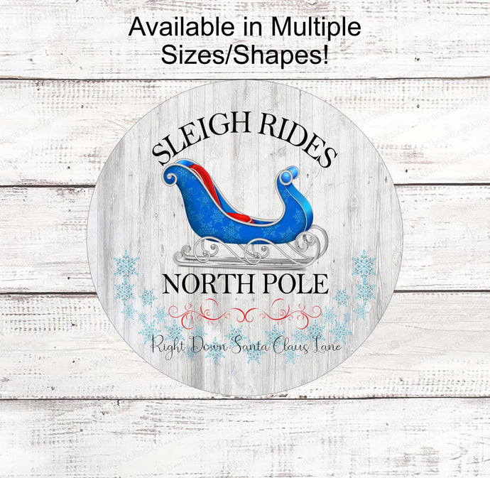 Sleigh Rides Sign - Santa Sleigh Sign - Christmas Wreath Signs - Here Comes Santa Claus - Sleigh Bells Sign - Winter Wonderland Sign