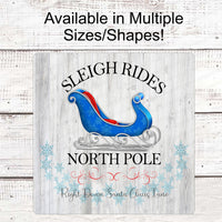 Sleigh Rides Sign - Santa Sleigh Sign - Christmas Wreath Signs - Here Comes Santa Claus - Sleigh Bells Sign - Winter Wonderland Sign