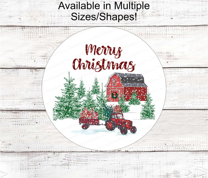 Farmhouse Christmas Signs - Tree Farm Sign - Christmas Wreath Sign - Merry Christmas Sign - Tractor Sign - Barn Sign - Christmas Barn Sign