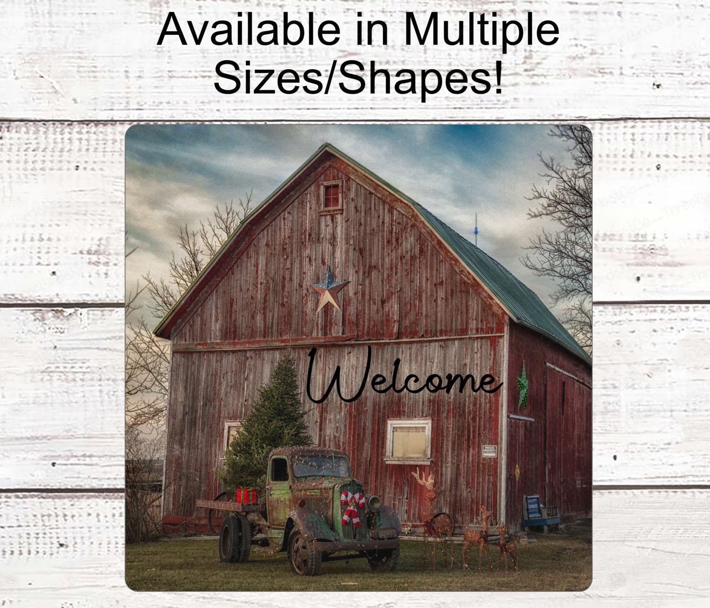 Farmhouse Christmas Signs - Old Truck Sign - Christmas Truck - Christmas Wreath Sign - Rustic Christmas Sign - Christmas Barn Sign