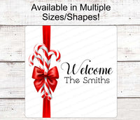 
              Christmas Wreath Sign - Christmas Candy Sign - Winter Wreath Signs - Candy Cane Sign - Christmas Signs - Personalized Sign
            