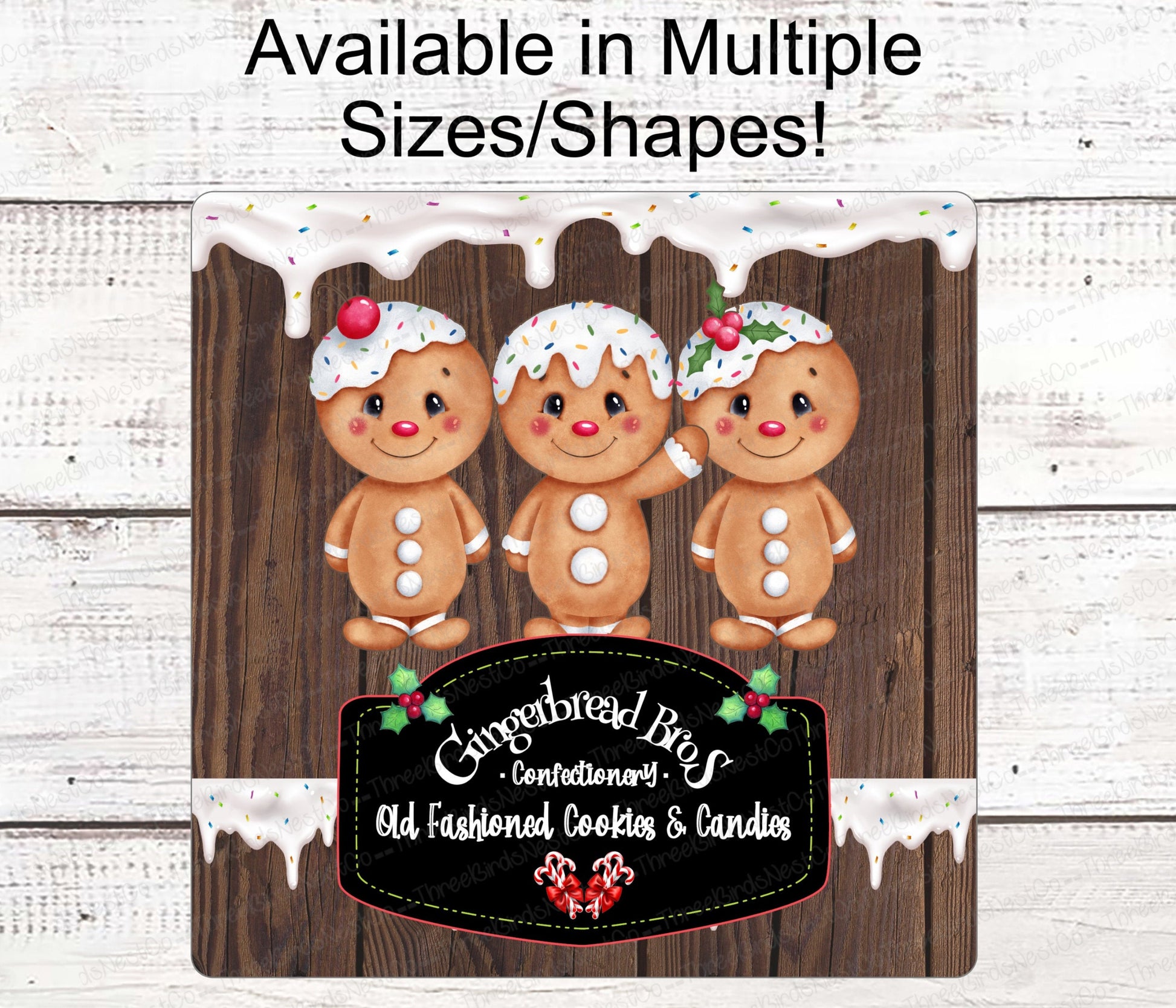 Christmas Wreath Sign - Gingerbread Man Sign - Winter Wreath Signs - Candy Cane Sign - Christmas Signs - Christmas Cookies - Christmas Holly