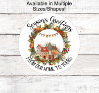 
              Christmas House Sign - Season Greetings Sign - Primitive Christmas - Primitive Wreath Sign - Christmas Wreath Signs - Winter Signs
            