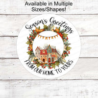 Christmas House Sign - Season Greetings Sign - Primitive Christmas - Primitive Wreath Sign - Christmas Wreath Signs - Winter Signs