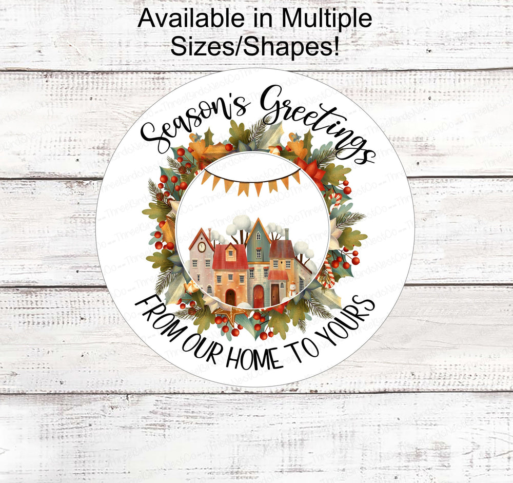 Christmas House Sign - Season Greetings Sign - Primitive Christmas - Primitive Wreath Sign - Christmas Wreath Signs - Winter Signs