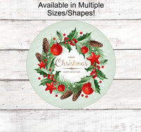 
              Christmas Wreath Signs - Christmas Signs - Merry Christmas Signs - Holly Sign - Happy New year Sign - Ornaments Sign
            