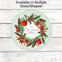 Christmas Wreath Signs - Christmas Signs - Merry Christmas Signs - Holly Sign - Happy New year Sign - Ornaments Sign