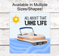 
              Pontoon Boat Sign - Lake Life Sign - Lake Signs - Welcome to the Lake Sign
            