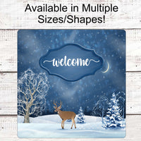 Deer Sign - Winter Wreath Sign - Winter Deer - Winter Welcome Sign - Deer Welcome Sign