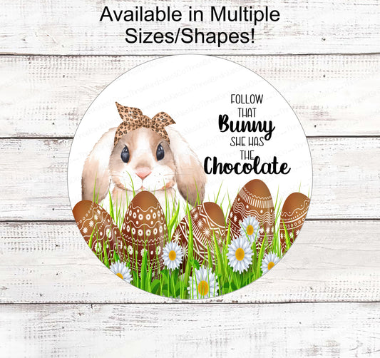 Easter Wreath Signs - Chocolate Bunny - Chocolate Easter Eggs Sign - Leopard Print Sign - Daisy Sign - Easter Bunny Sign - Happy Easter Sign