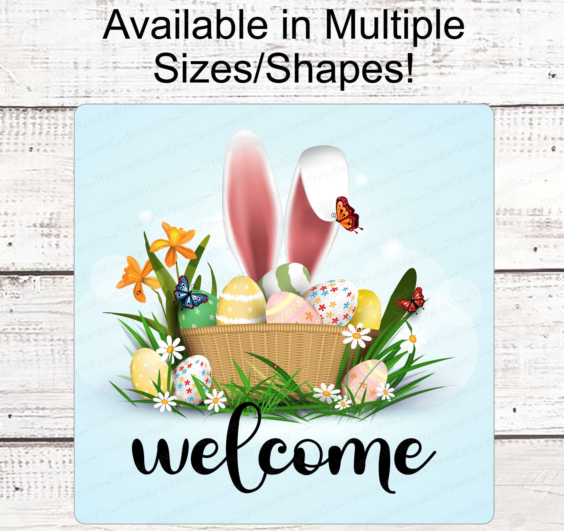 Welcome Wreath Sign - Easter Sign - Easter Bunny Sign - Easter Wreath - Spring Wreath - Spring Welcome Sign - Welcome Bunny Sign